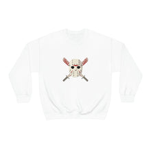 Load image into Gallery viewer, Mask and Machette on Unisex Heavy Blend™ Crewneck Sweatshirt - TabbyCrafts.com