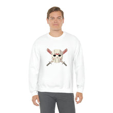 Load image into Gallery viewer, Mask and Machette on Unisex Heavy Blend™ Crewneck Sweatshirt - TabbyCrafts.com