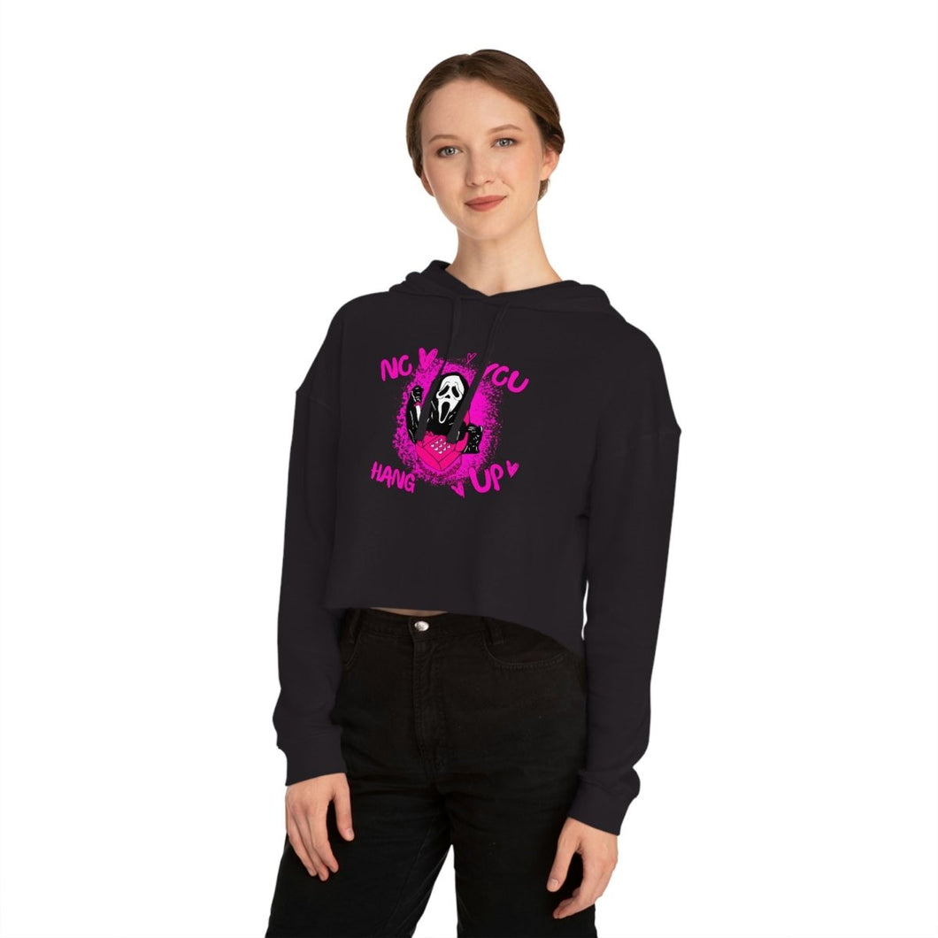 No You Hang Up Ghostface - Women’s Cropped Hooded Sweatshirt - TabbyCrafts.com