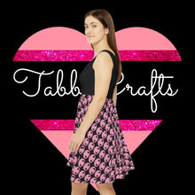 Load image into Gallery viewer, Pink Skull Women's Skater Dress - TabbyCrafts.com