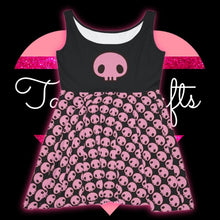 Load image into Gallery viewer, Pink Skull Women's Skater Dress - TabbyCrafts.com