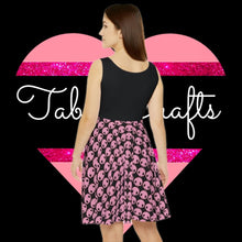 Load image into Gallery viewer, Pink Skull Women's Skater Dress - TabbyCrafts.com