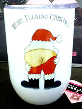 Load image into Gallery viewer, Pole Dancing Santa 12oz Insulated Stainless Steel Wine Tumbler - TabbyCrafts.com