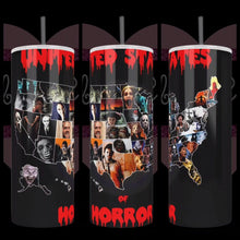 Load image into Gallery viewer, United States of Horror Map 20oz Stainless Steel Tumbler - TabbyCrafts.com