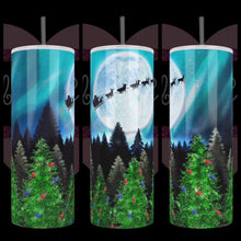 Load image into Gallery viewer, Santa Sleigh Over the Moon Exclusive Handcrafted 20oz Stainless Steel Tumbler
