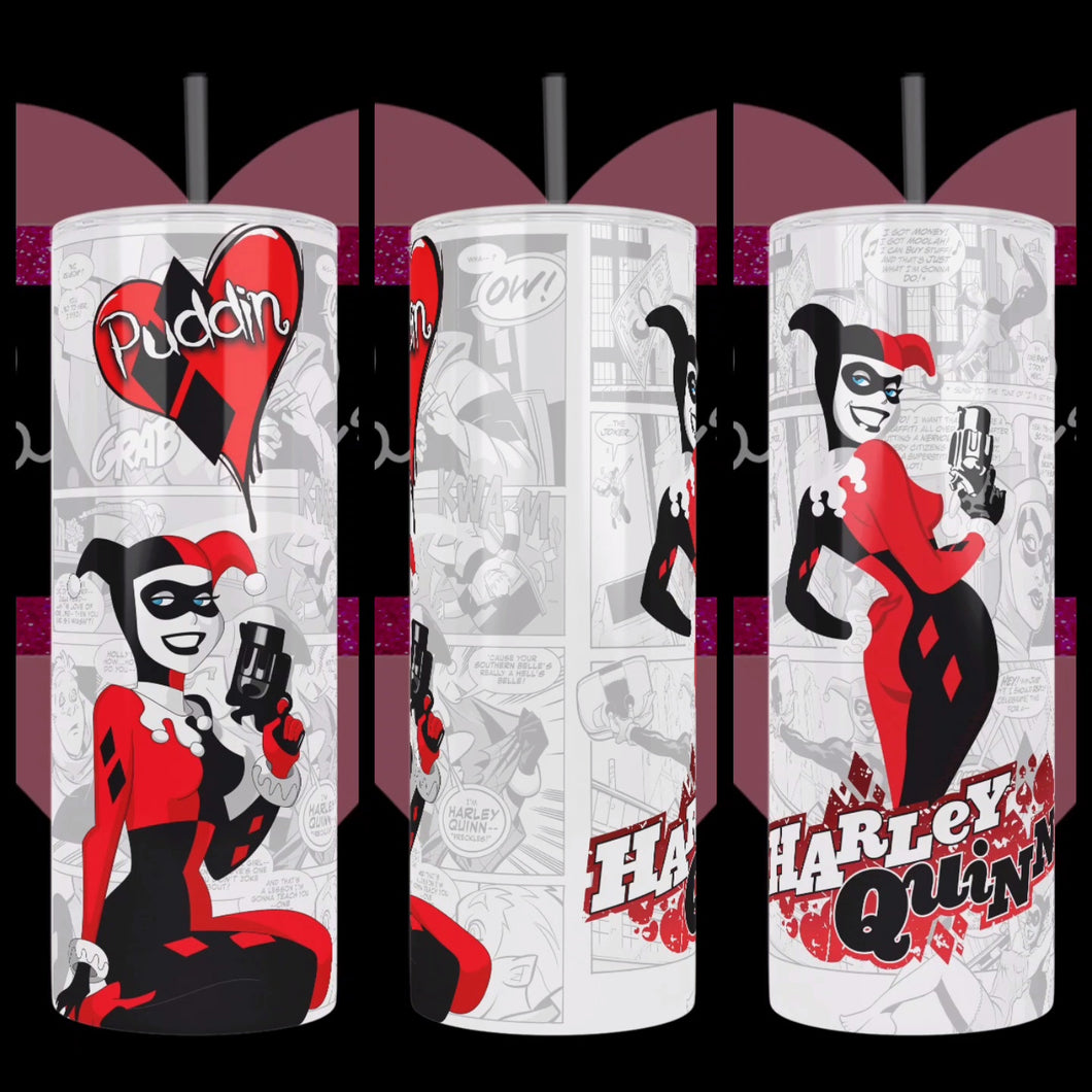 Harley Quinn Puddin Handcrafted 20oz Stainless Steel Tumbler