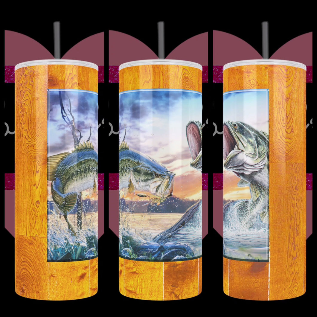 Bass Fish Painting Handcrafted 20oz Stainless Steel Tumbler
