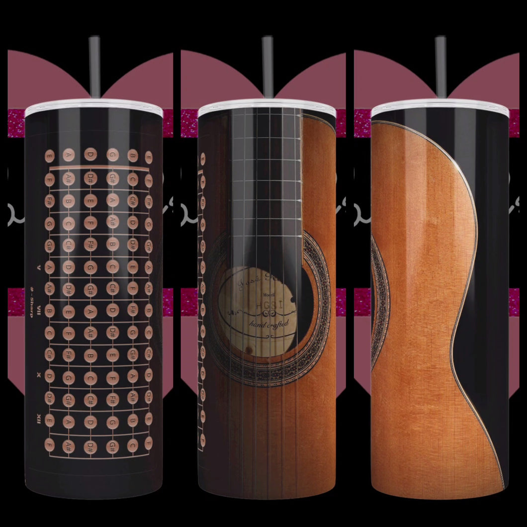 Guitar and Cords Handcrafted 20oz Stainless Steel Tumbler