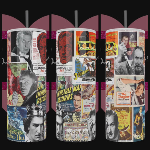 Vincent price classic movie posters handcrafted on a tumbler cup by Tabbycrafts