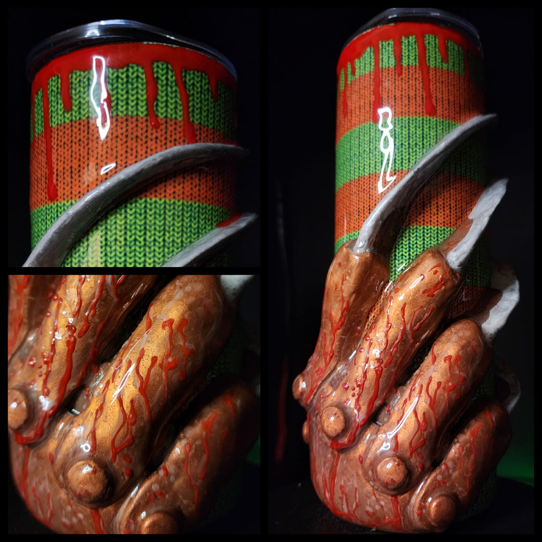 Commission of Freddy Glove Hand Sculpted Tumbler Cup