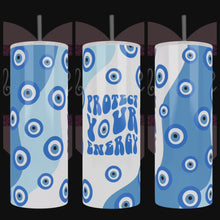 Load and play video in Gallery viewer, Handcrafted &quot;Protect Your Energy Evil Eye&quot; 20oz Stainless Steel Tumbler - TabbyCrafts LLC
