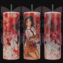 Load and play video in Gallery viewer, Handcrafted &quot;Texas Chainsaw&quot; Jasmine 20oz Stainless Steel Tumbler
