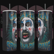 Load and play video in Gallery viewer, Handcrafted &quot;Captainn Spaulding Clown&quot; 20oz Stainless Steel Tumbler - TabbyCrafts LLC
