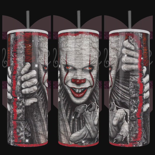 Handcrafted "Creepy Pennywise" 20oz Stainless Steel Tumbler - TabbyCrafts LLC