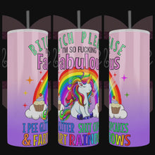 Load and play video in Gallery viewer, Handcrafted &quot;B-itch Please&quot; Unicorn 20oz Stainless Steel Tumbler - TabbyCrafts LLC
