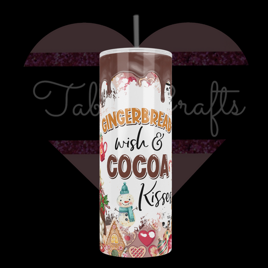 Handcrafted "Gingerbread Wishes and cocoa kisses" Christmas Tumbler