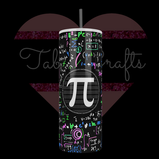"PI" symbal on black chalkboard with math equations