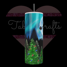Load image into Gallery viewer, Handcrafted &quot;Santa Sleigh Over the Moon&quot; Exclusive Design 20oz Stainless Steel Tumbler
