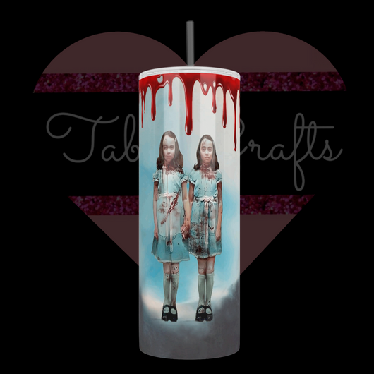 Handcrafted "Shining Twins" Come Play With Us 20oz Stainless Steel Tumbler