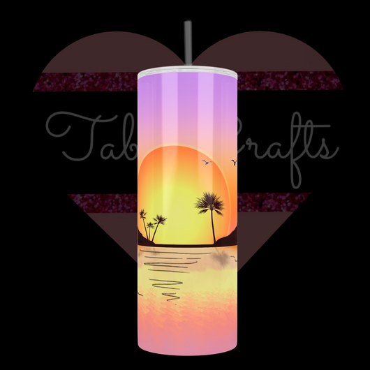 Handcrafted "Sunset Over The Water" 20oz Stainless Steel Tumbler