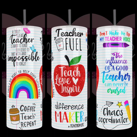 Handcrafted "Teach-Love-Inspire" 20oz Stainless Steel Tumbler - TabbyCrafts.com