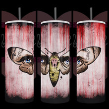 Load and play video in Gallery viewer, Handcrafted &quot;Moth Eyes&quot; Silence of Lambs Inspired 20oz Stainless Steel Tumbler - TabbyCrafts LLC
