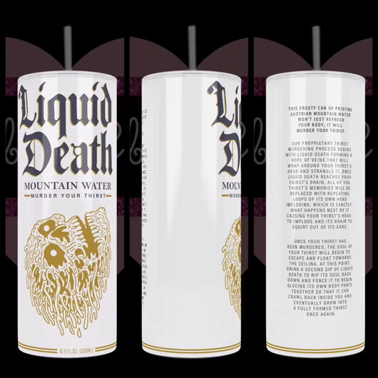 Handcrafted "Liquid Death" water Inspired 20oz Stainless Steel Tumbler