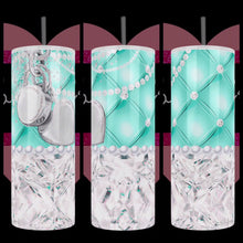 Load and play video in Gallery viewer, Designer &quot;Tiffany &amp; Co&quot; Handcrafted 20oz Stainless Steel Tumbler - TabbyCrafts LLC
