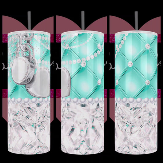 Designer "Tiffany & Co" Handcrafted 20oz Stainless Steel Tumbler - TabbyCrafts LLC