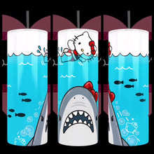 Load and play video in Gallery viewer, Goodbye Kitty and Shark Handcrafted 20oz Stainless Steel Tumbler - Hello Kitty - TabbyCrafts LLC
