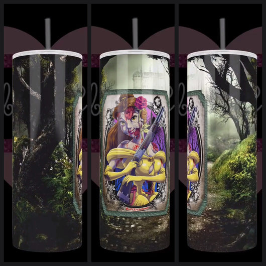 Handcrafted "Zombie French Belle" Princess 20oz Stainless Steel Tumbler