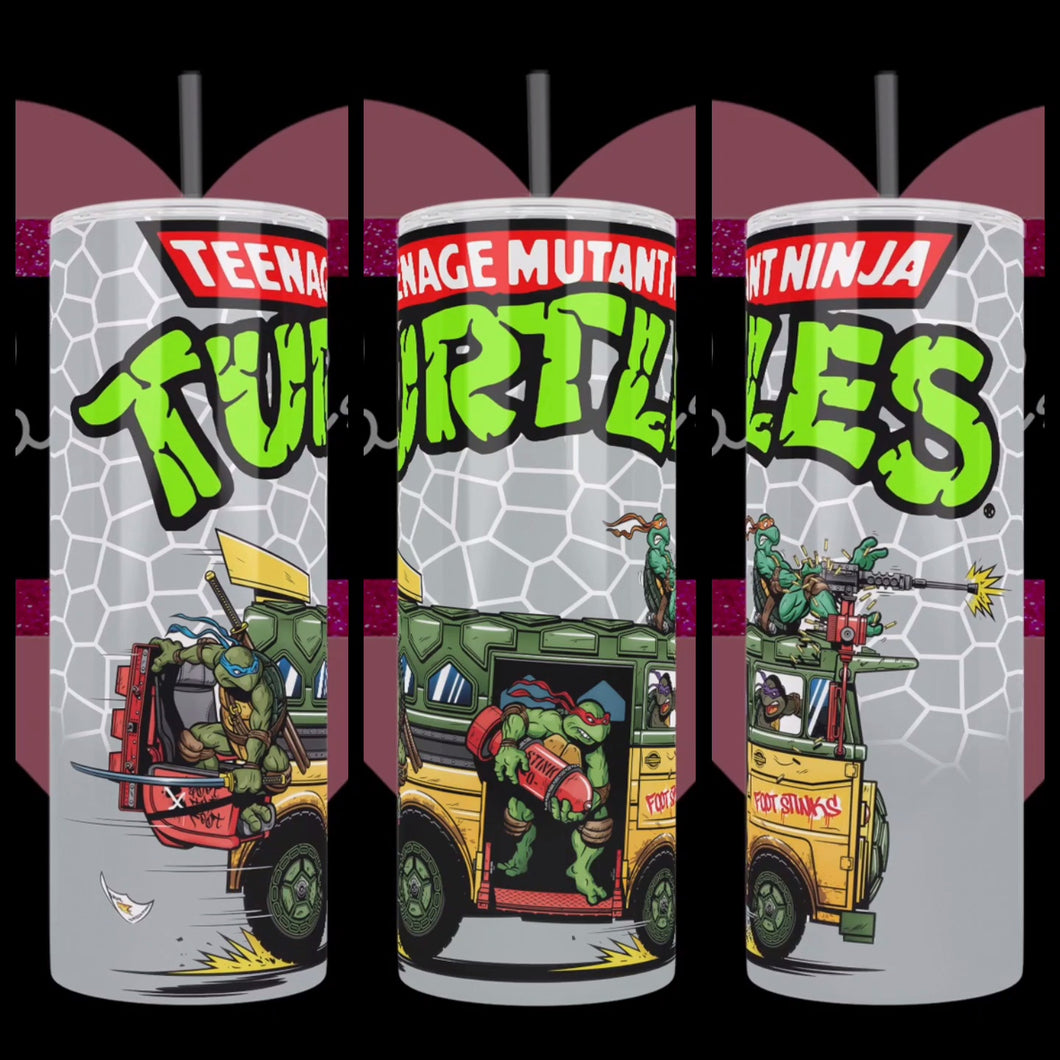 TMNT Party Wagon Custom Handcrafted 20oz Stainless Steel Tumbler