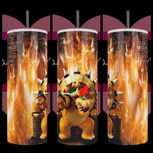 Load image into Gallery viewer, Castle Of Flames &quot;Bowser&quot; Custom Handcrafted 20oz Stainless Steel Tumbler - TabbyCrafts.com
