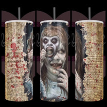 Load image into Gallery viewer, Exorcist With Scroll Handcrafted 20oz Stainless Steel Tumbler - TabbyCrafts LLC - TabbyCrafts.com
