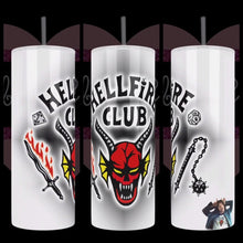 Load image into Gallery viewer, Fire Club With Eddie Munson Handcrafted 20oz Stainless Steel Tumbler - TabbyCrafts.com
