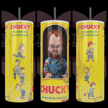 Load image into Gallery viewer, Handcrafted &quot;Boxed Chucky&quot; 20oz Stainless Steel Tumbler - TabbyCrafts.com
