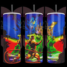 Load image into Gallery viewer, Handcrafted &quot;Castle V&quot; Vampire Killer 80s Game Inspired 20oz Stainless Steel Tumbler - TabbyCrafts.com
