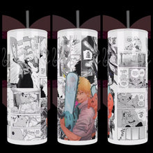 Load image into Gallery viewer, Handcrafted &quot;Chainsaw Man&quot; Manga Inspired Comic Style 20oz Stainless Steel Tumbler - TabbyCrafts.com
