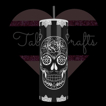 Load image into Gallery viewer, Handcrafted &quot;Day Of Dead Sugar Skull&quot; Exclusive Design 20oz Stainless Steel Tumbler - TabbyCrafts.com
