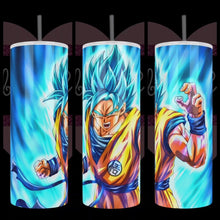 Load image into Gallery viewer, Handcrafted &quot;Dragon Ball Blue Goku&quot; Inspired 20oz Stainless Steel Tumbler - TabbyCrafts.com
