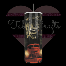 Load image into Gallery viewer, Handcrafted &quot;Jeepers Creepers&quot; Inspired With Scroll 20oz Stainless Steel Tumbler - TabbyCrafts LLC
