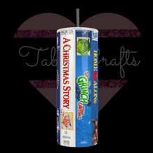 Load image into Gallery viewer, Handcrafted &quot;VHS Holiday Classics&quot; 20oz Stainless Steel Tumbler - TabbyCrafts.com
