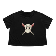 Load image into Gallery viewer, Mask and Machette on Flowy Cropped Tee - TabbyCrafts.com

