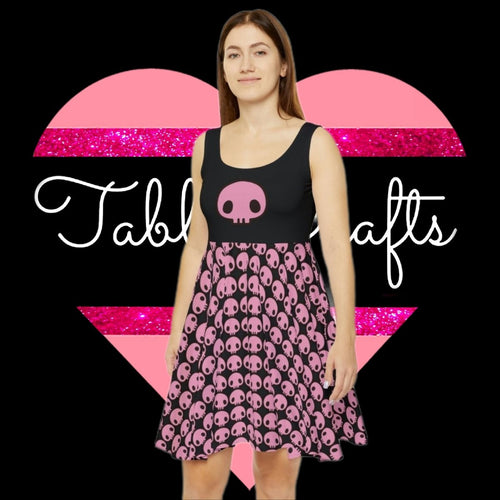 Pink Skull Women's Skater Dress - TabbyCrafts.com